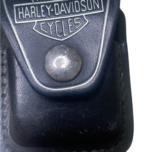 Harley-Davidson Black Leather Zippo lighter case with Silver Snap